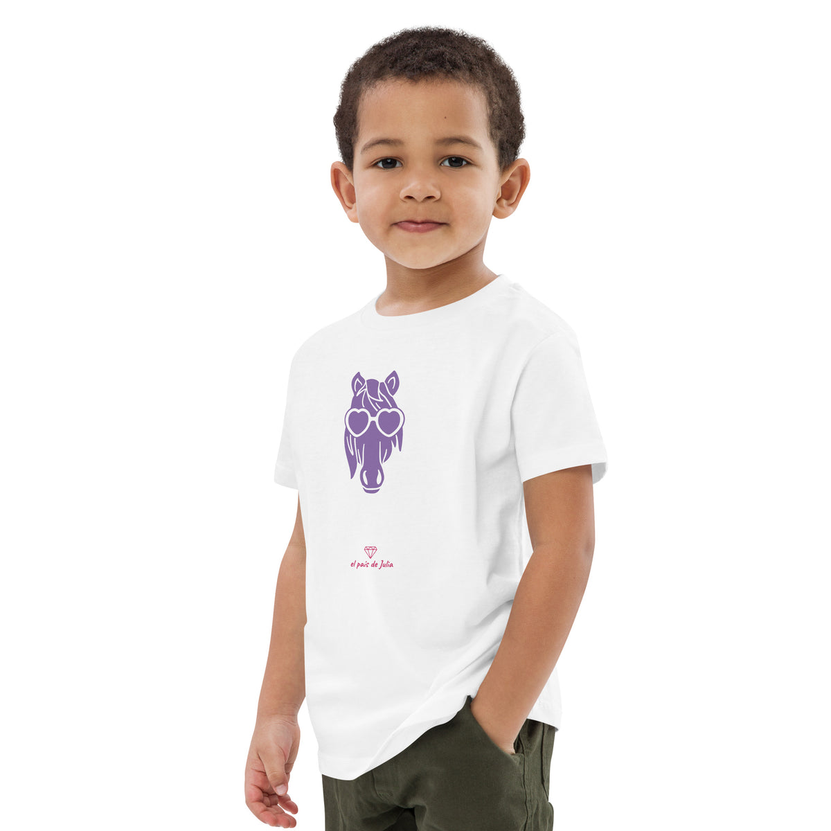 Camiseta algodón orgánico unisex caballo lila