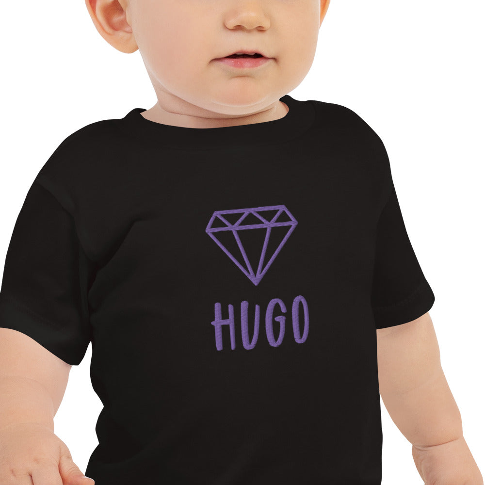 Camiseta de manga corta de punto liso para bebé diamante