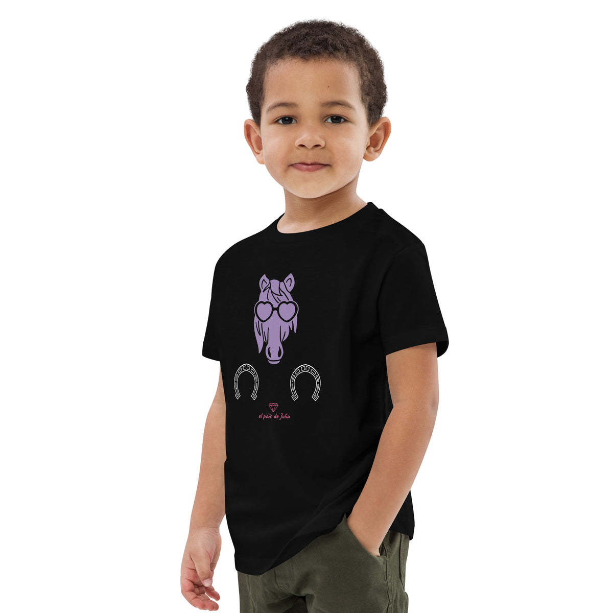 Camiseta algodón orgánico unisex caballo lila