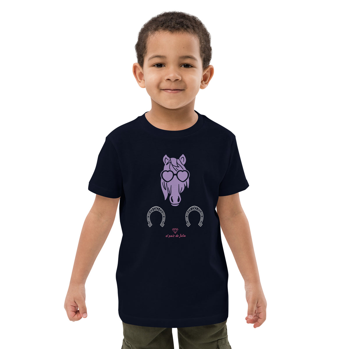 Camiseta algodón orgánico unisex caballo lila