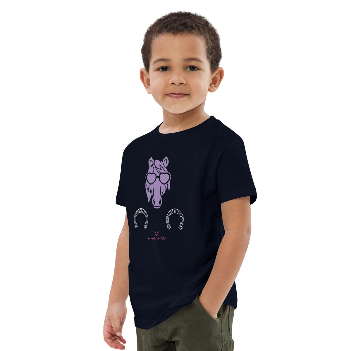 Camiseta algodón orgánico unisex caballo lila
