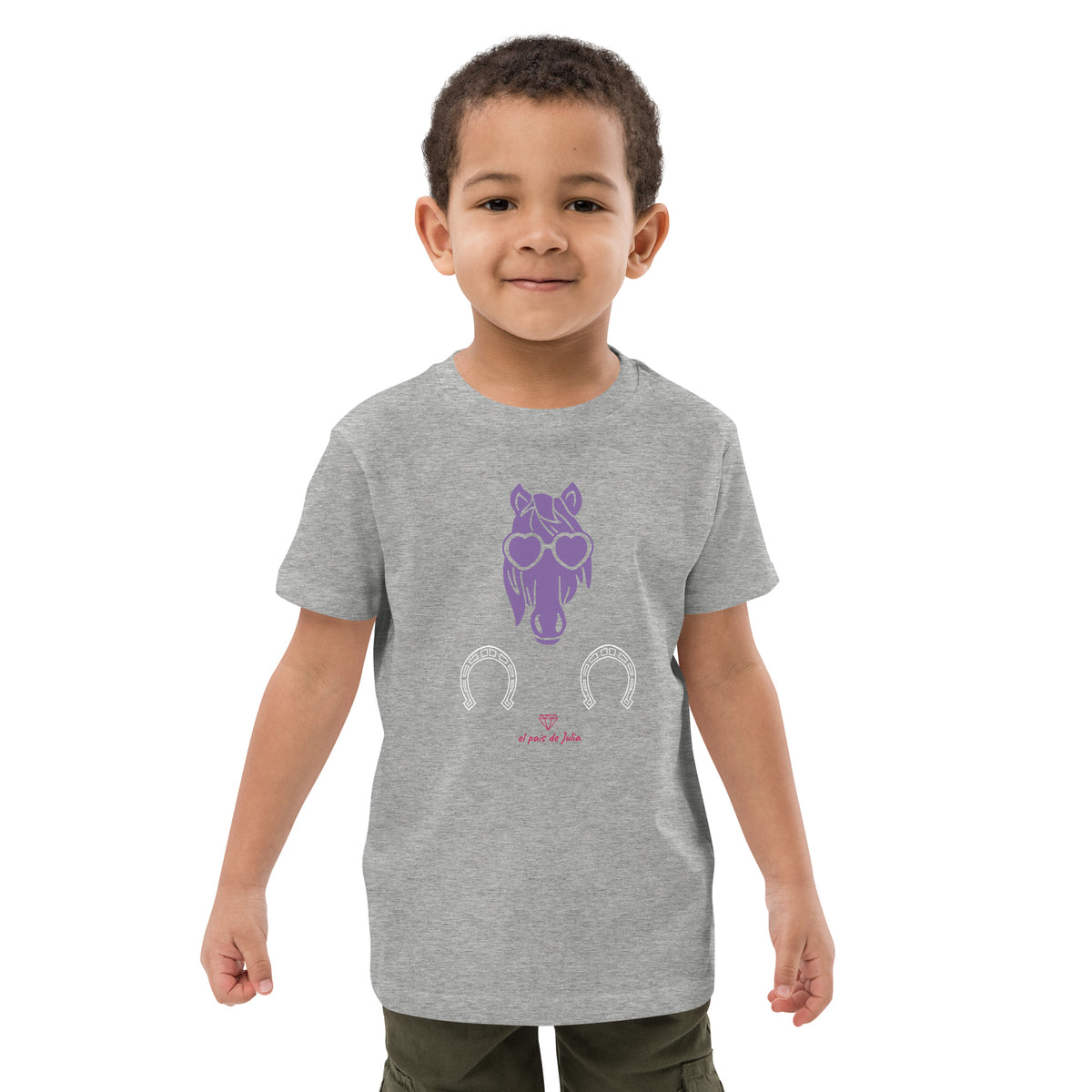 Camiseta algodón orgánico unisex caballo lila
