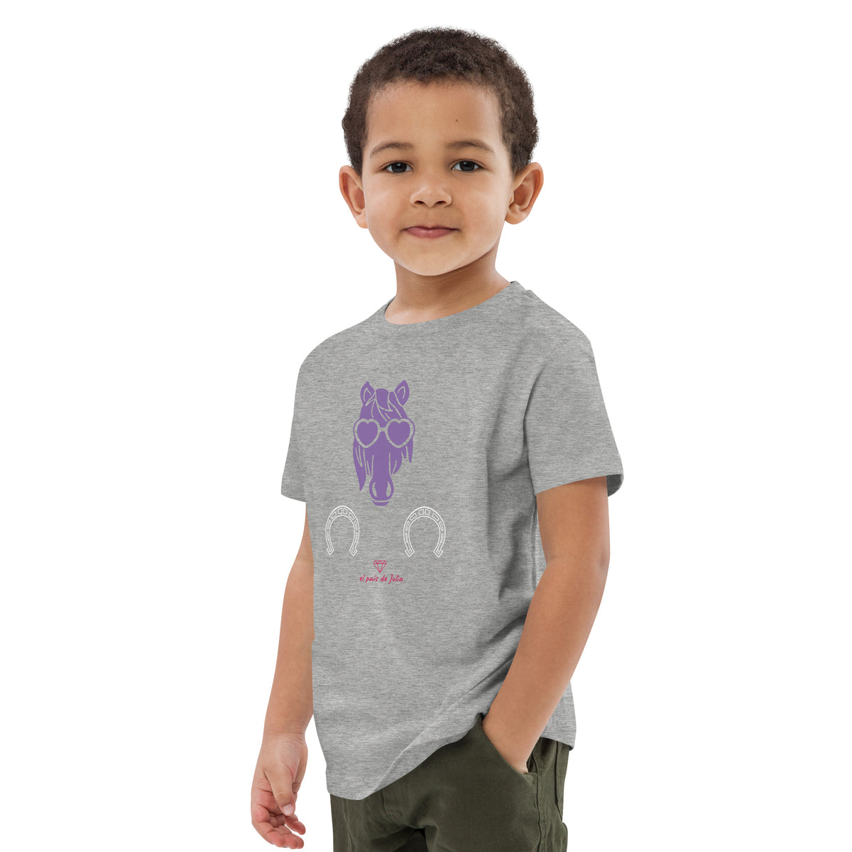 Camiseta algodón orgánico unisex caballo lila