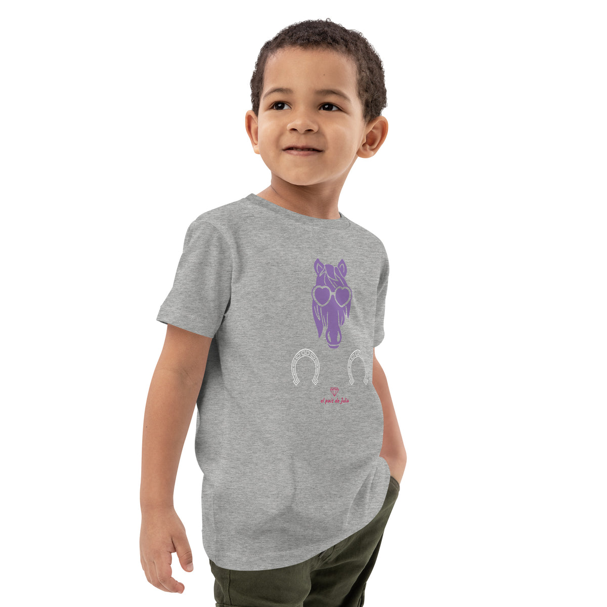 Camiseta algodón orgánico unisex caballo lila