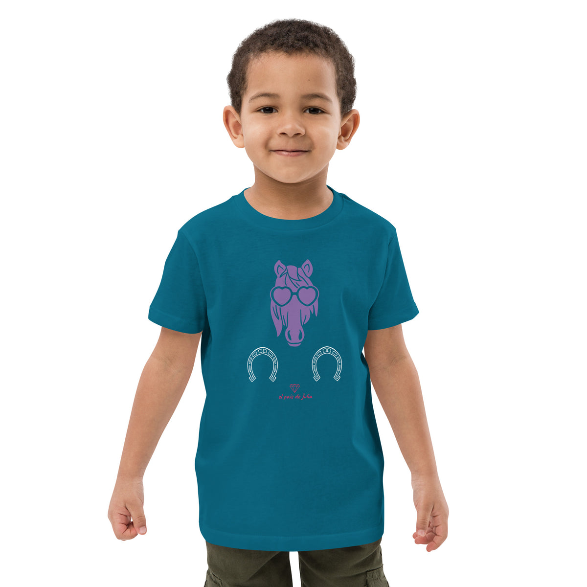 Camiseta algodón orgánico unisex caballo lila