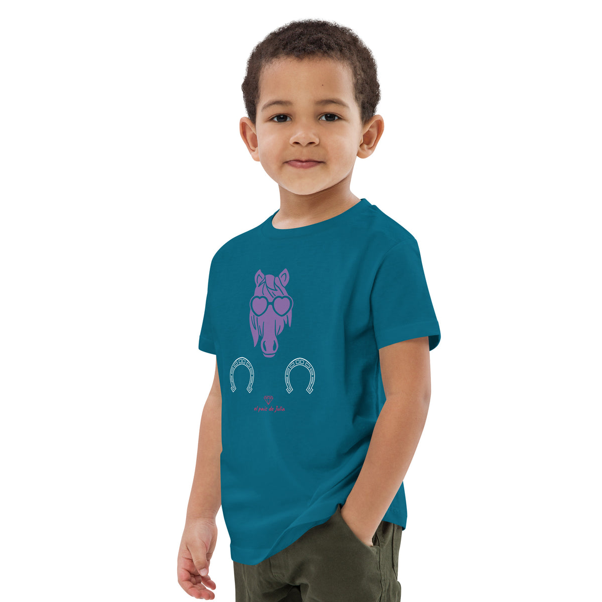 Camiseta algodón orgánico unisex caballo lila