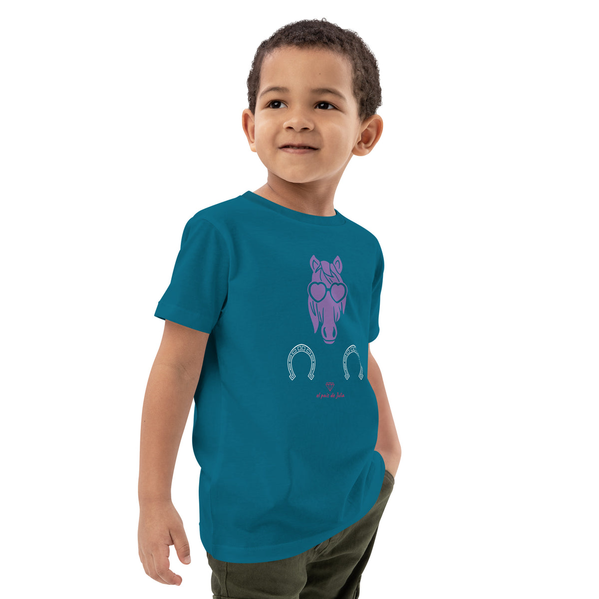 Camiseta algodón orgánico unisex caballo lila