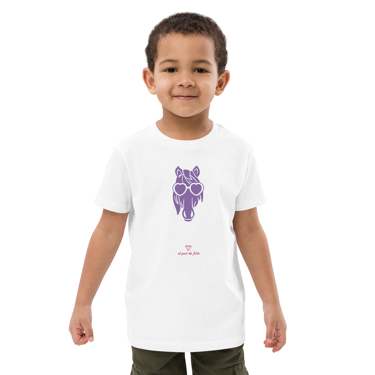 Camiseta algodón orgánico unisex caballo lila