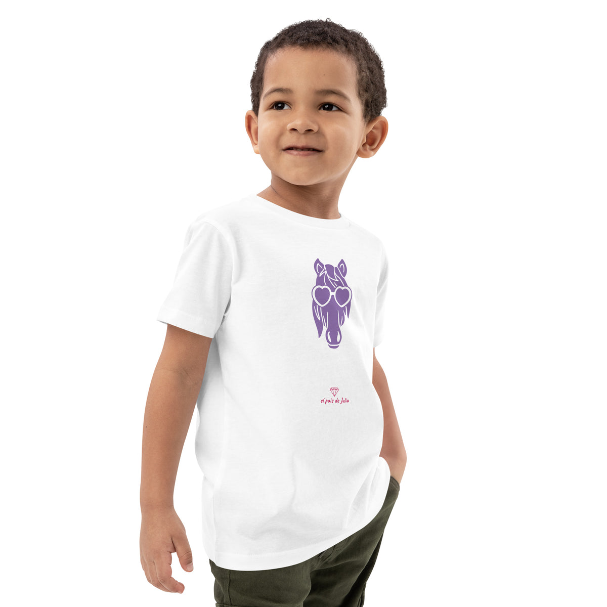 Camiseta algodón orgánico unisex caballo lila
