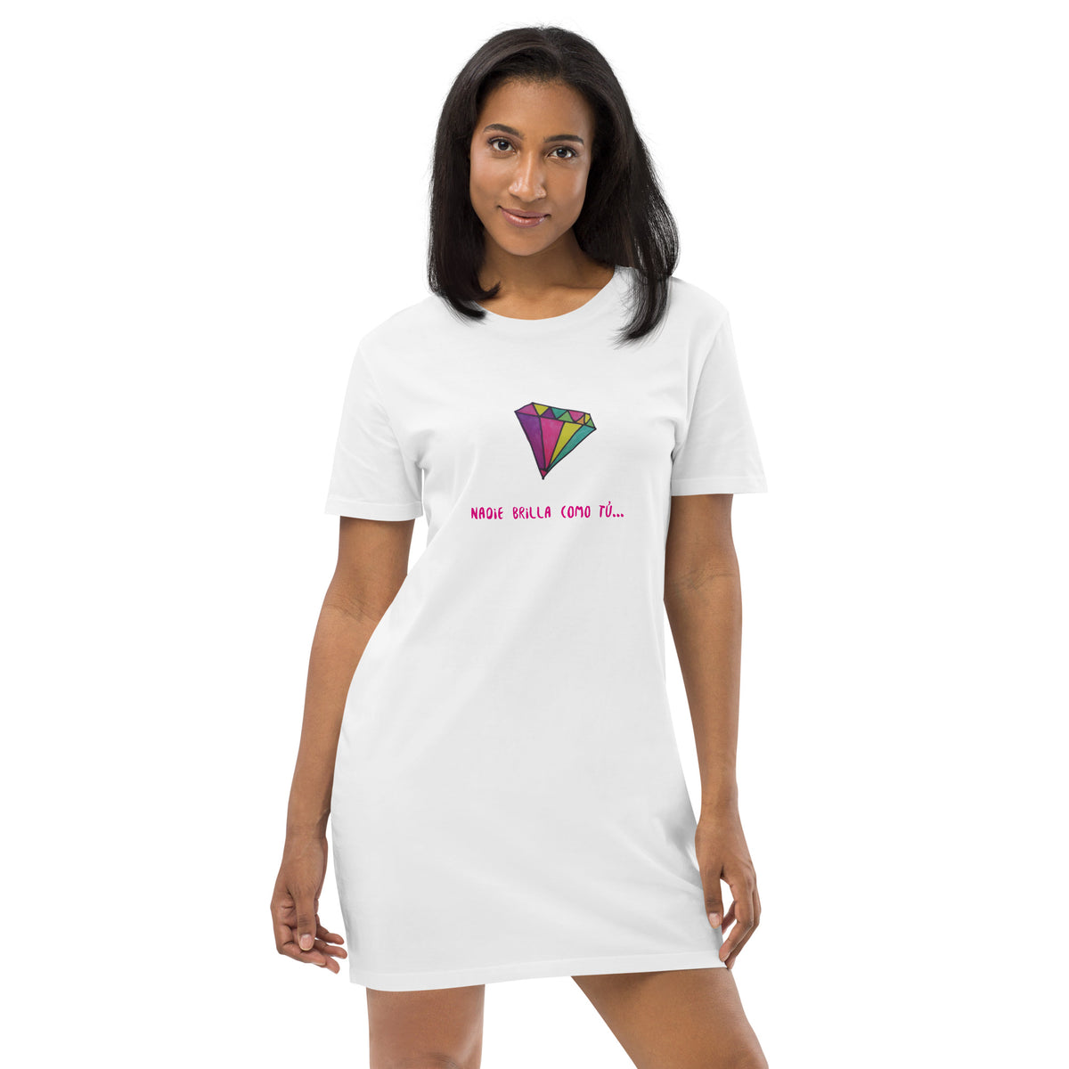 Vestido camiseta de algodón orgánico NADIE BRILLA COMO TÚ
