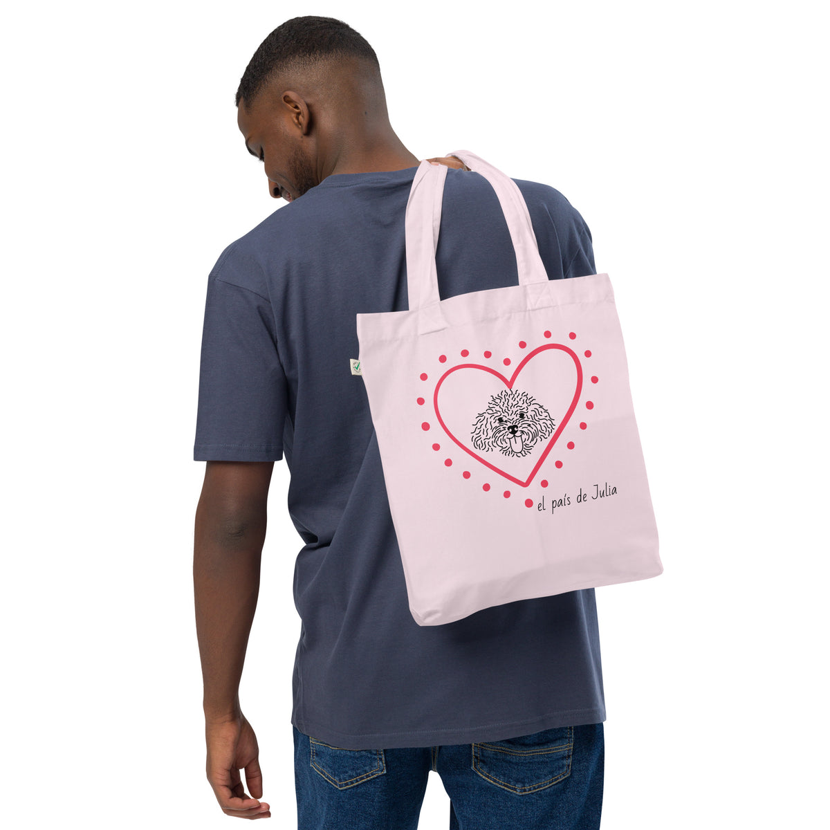 Tote bag orgánica de moda, love caniche