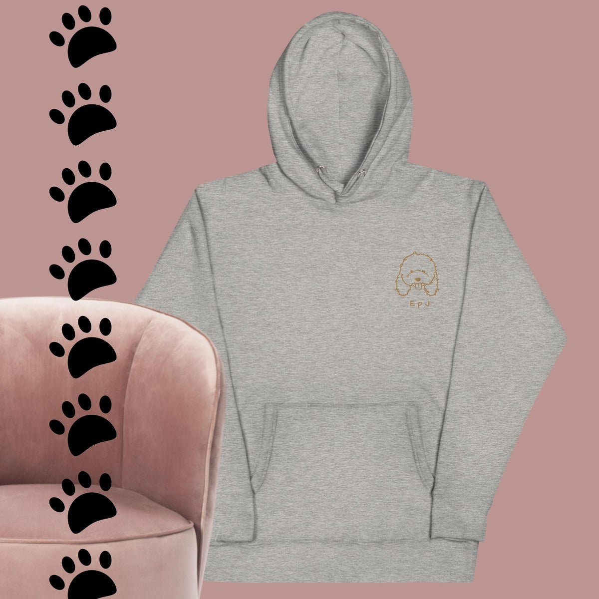 Sudadera con capucha unisex caniche cara bordada