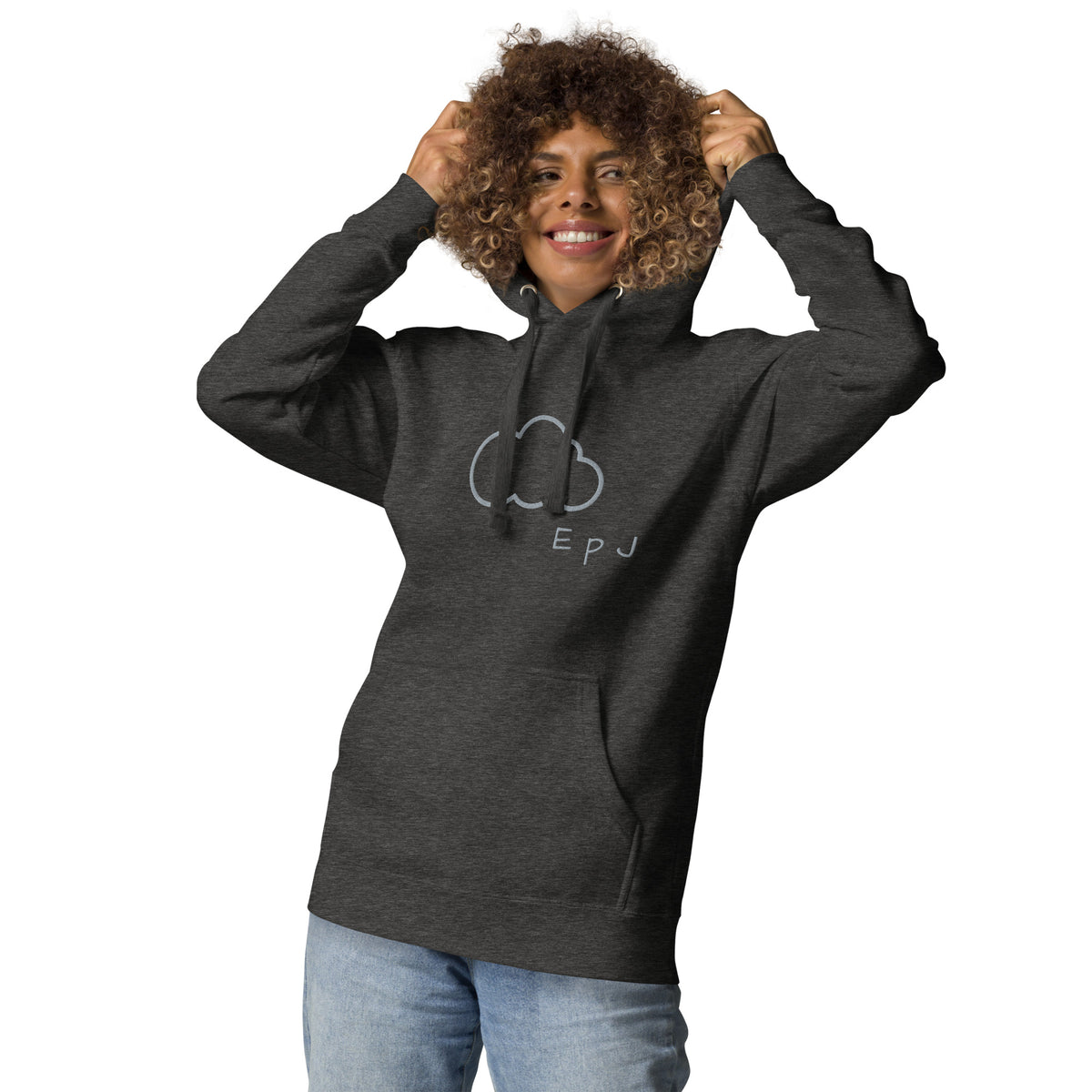 Sudadera con capucha unisex nube bordada