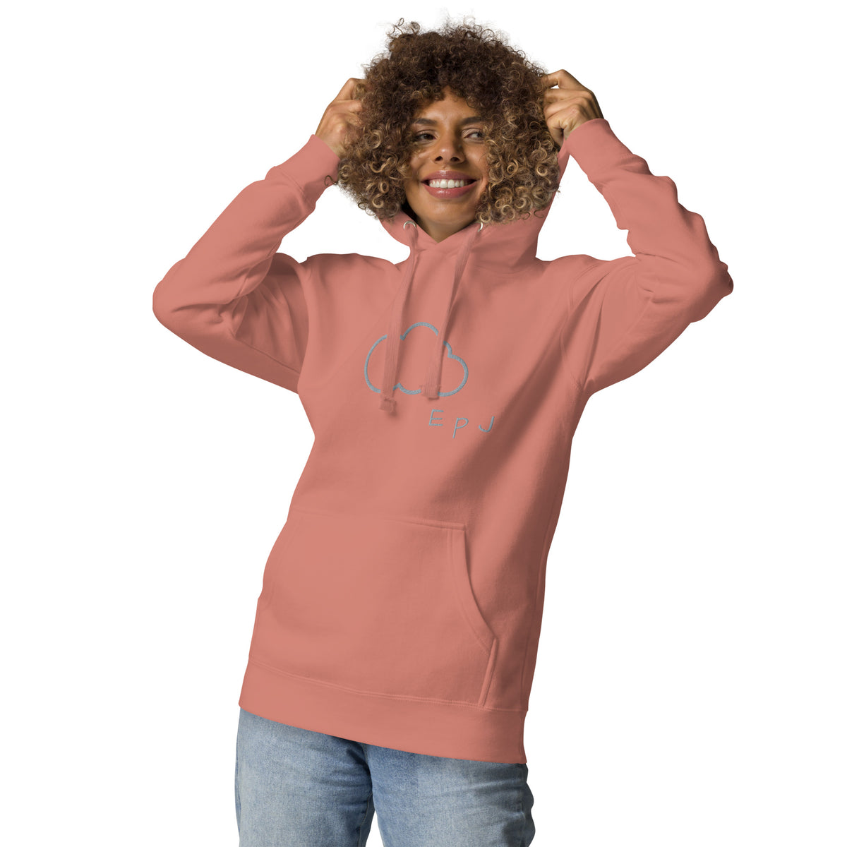 Sudadera con capucha unisex nube bordada
