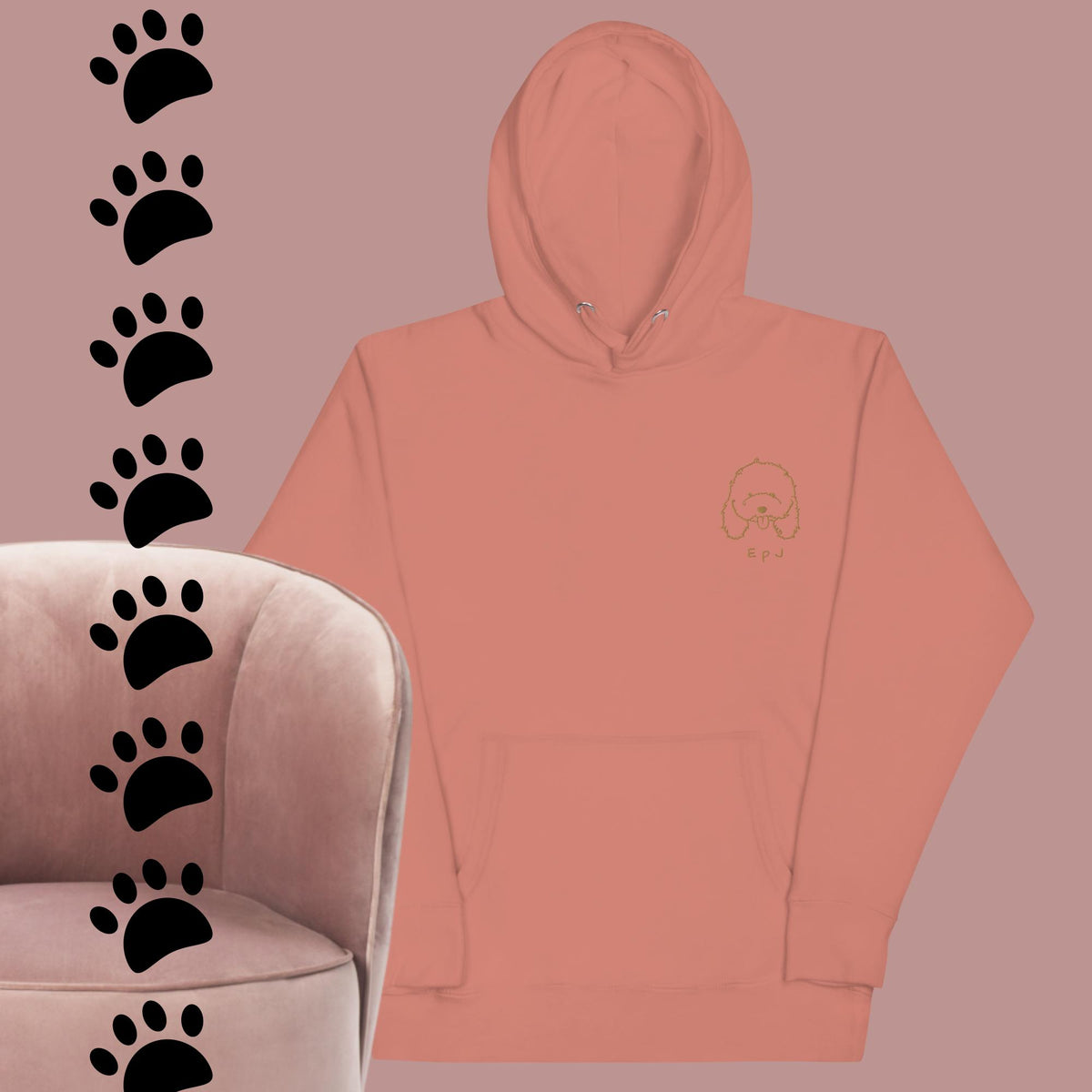 Sudadera con capucha unisex caniche cara bordada