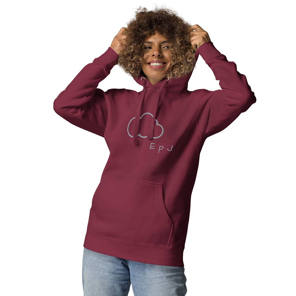 Sudadera con capucha unisex nube bordada