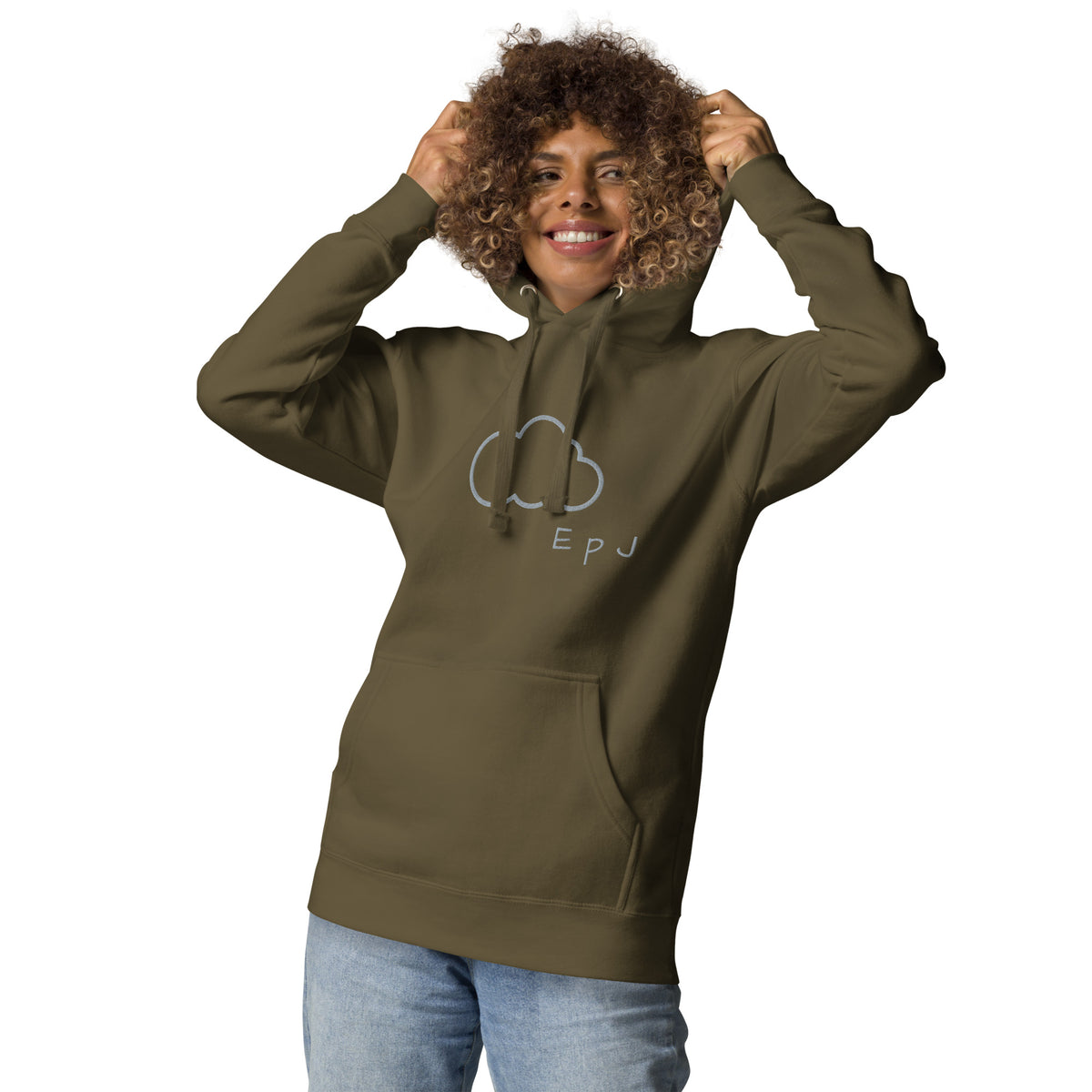 Sudadera con capucha unisex nube bordada