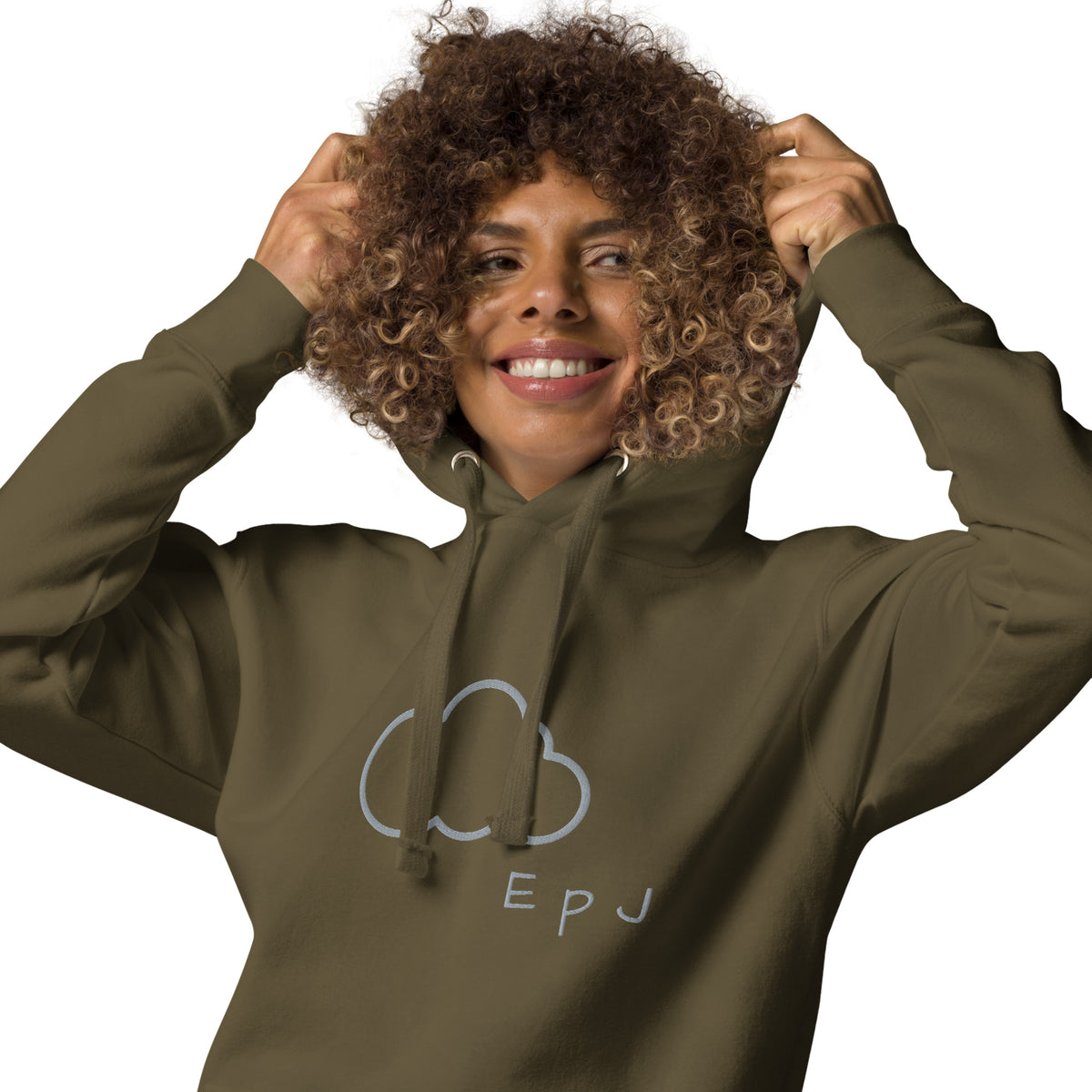 Sudadera con capucha unisex nube bordada