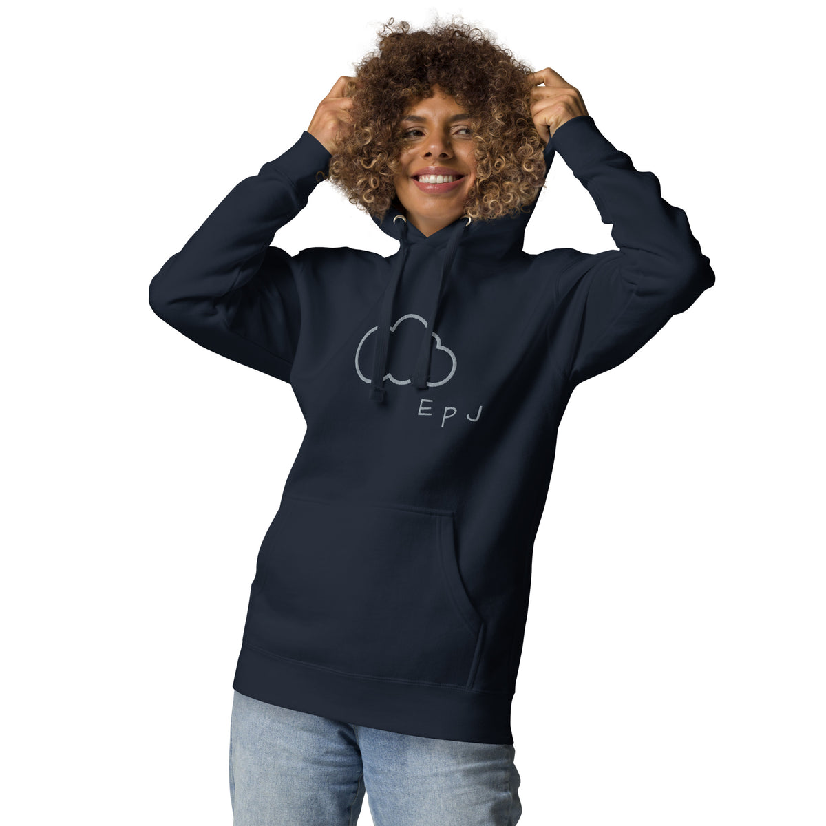 Sudadera con capucha unisex nube bordada