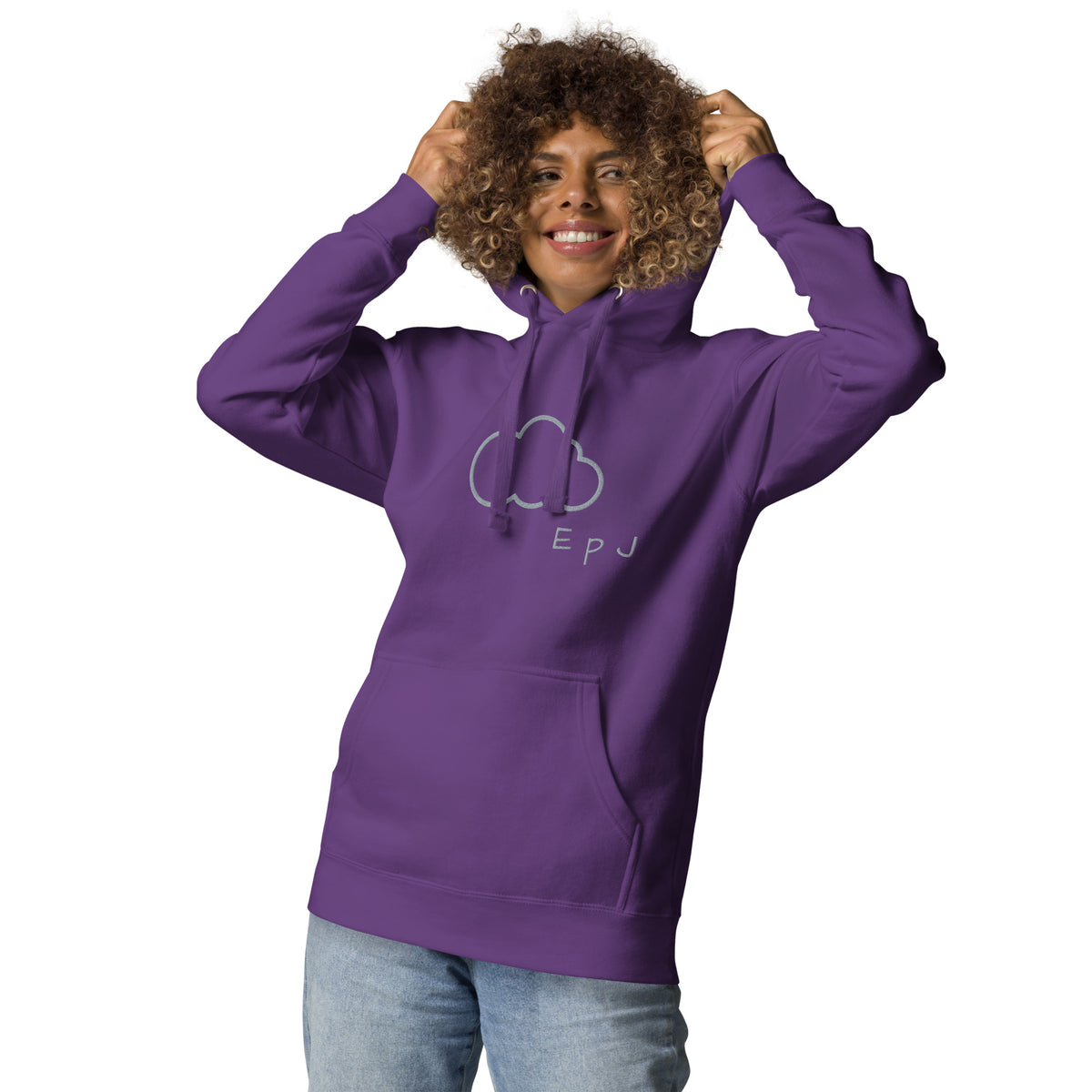 Sudadera con capucha unisex nube bordada