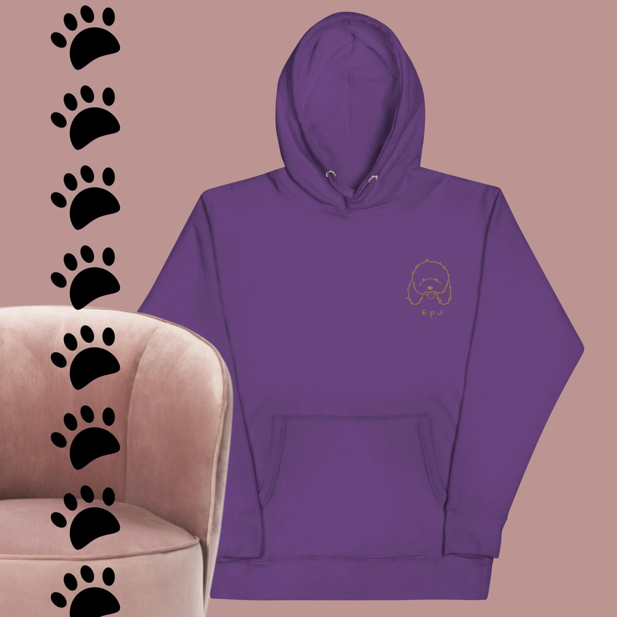 Sudadera con capucha unisex caniche cara bordada