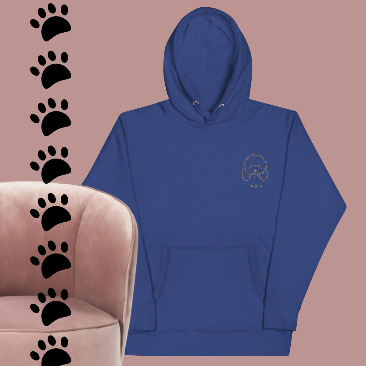 Sudadera con capucha unisex caniche cara bordada