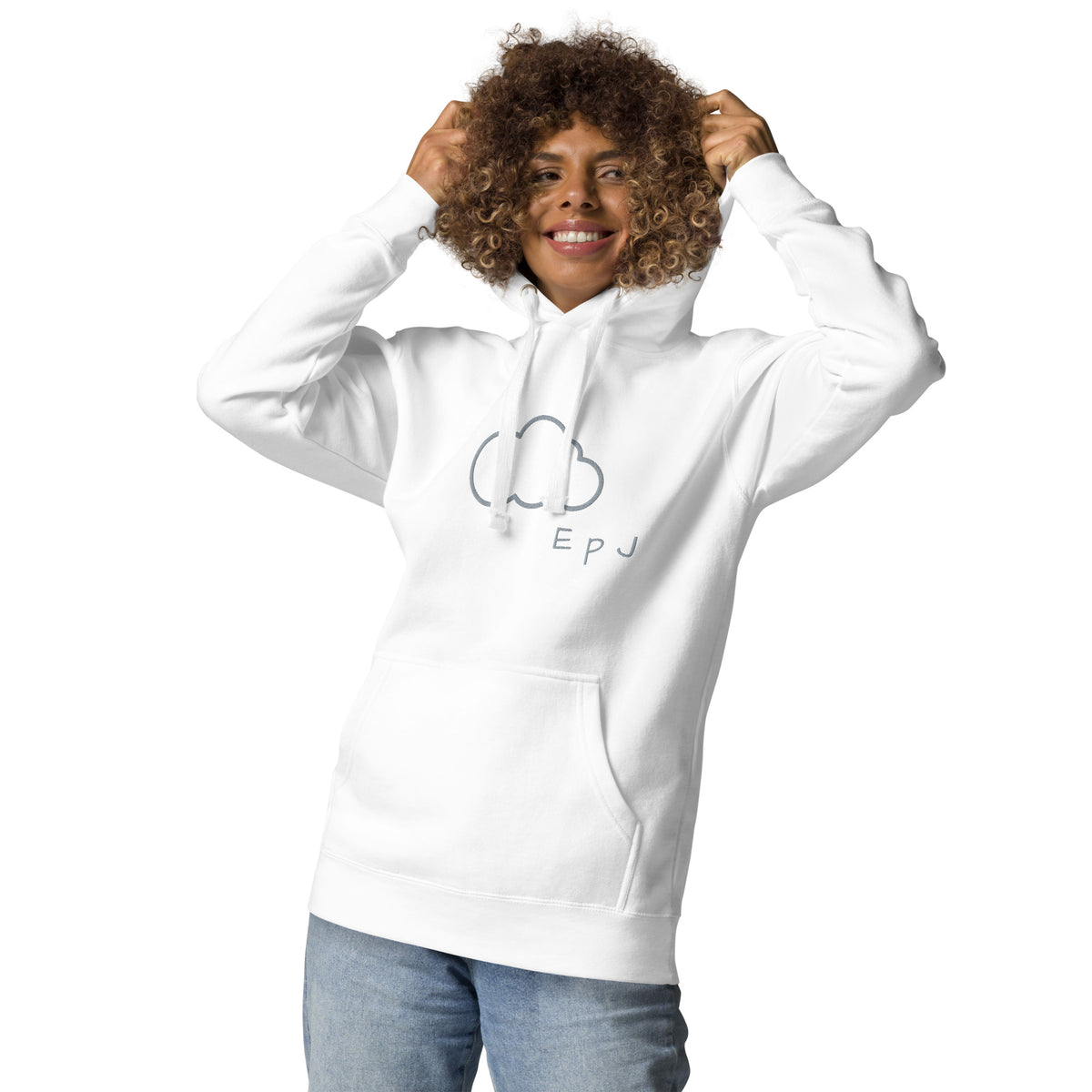 Sudadera con capucha unisex nube bordada
