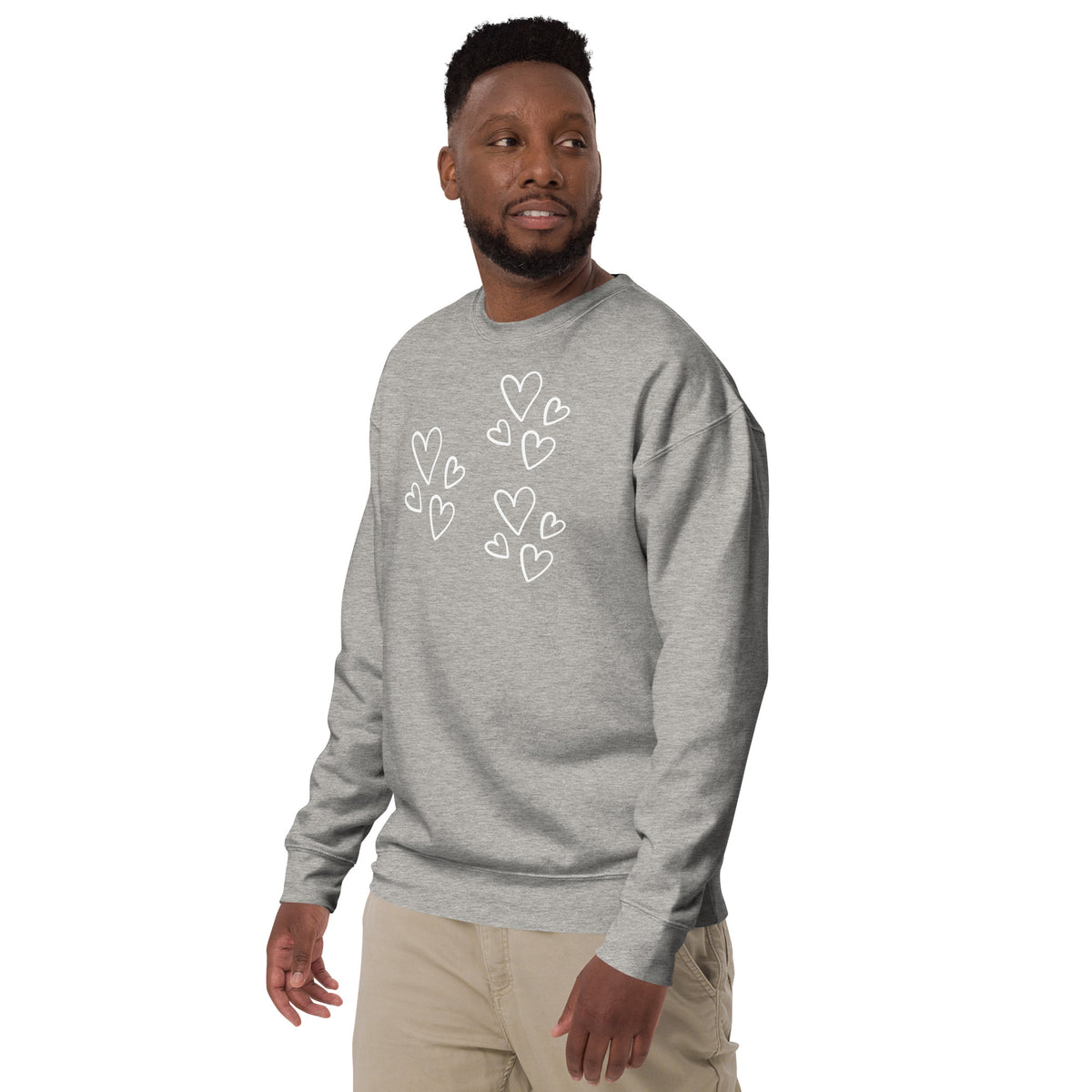 Sudadera gruesa unisex corazones blancos