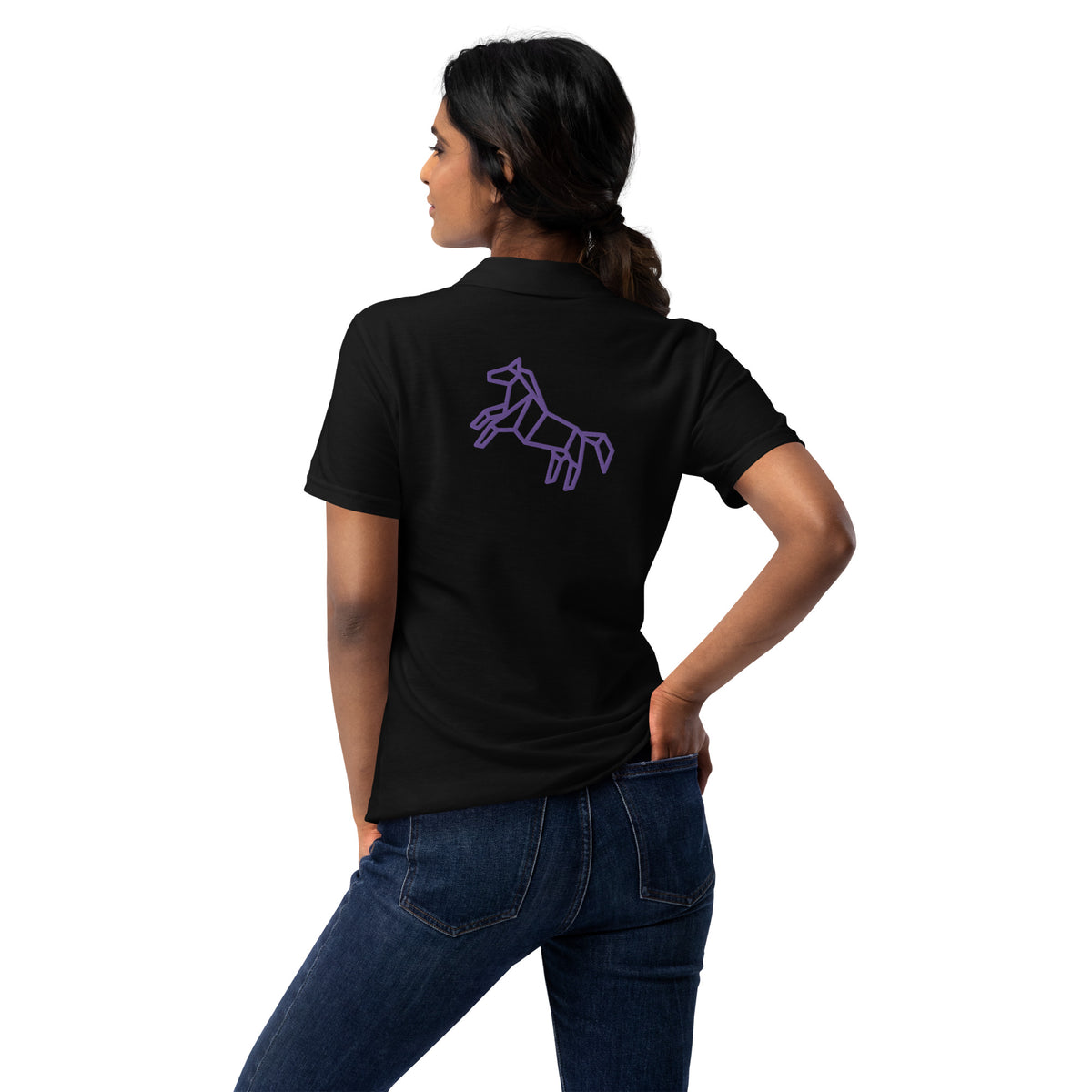 Polo de piqué para mujer caballo lila
