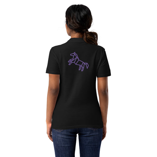 Polo de piqué para mujer caballo lila