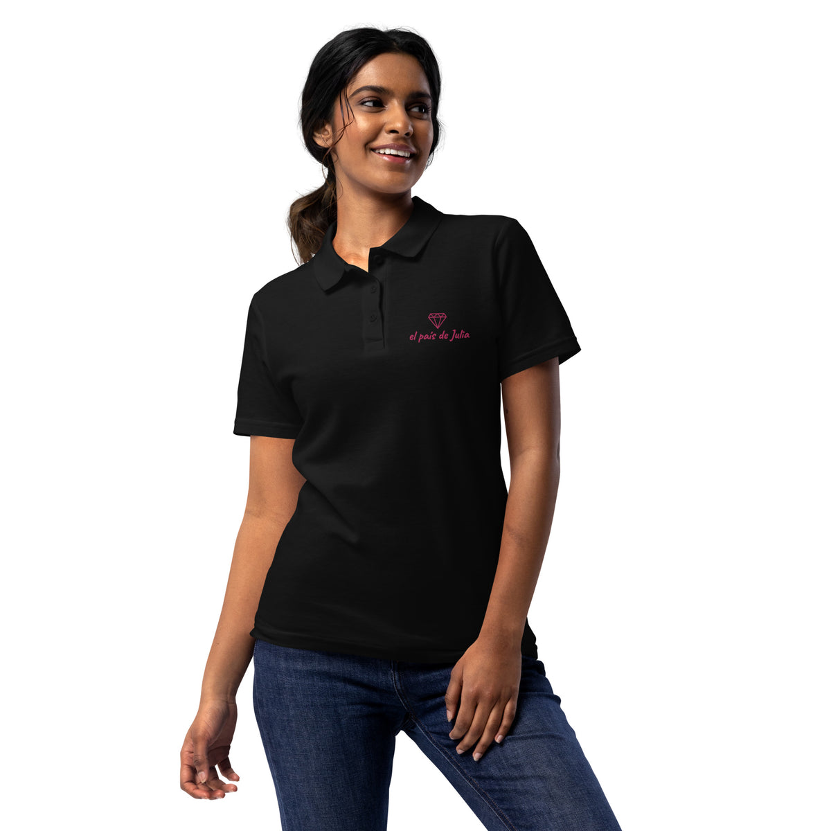 Polo de piqué para mujer caballo lila
