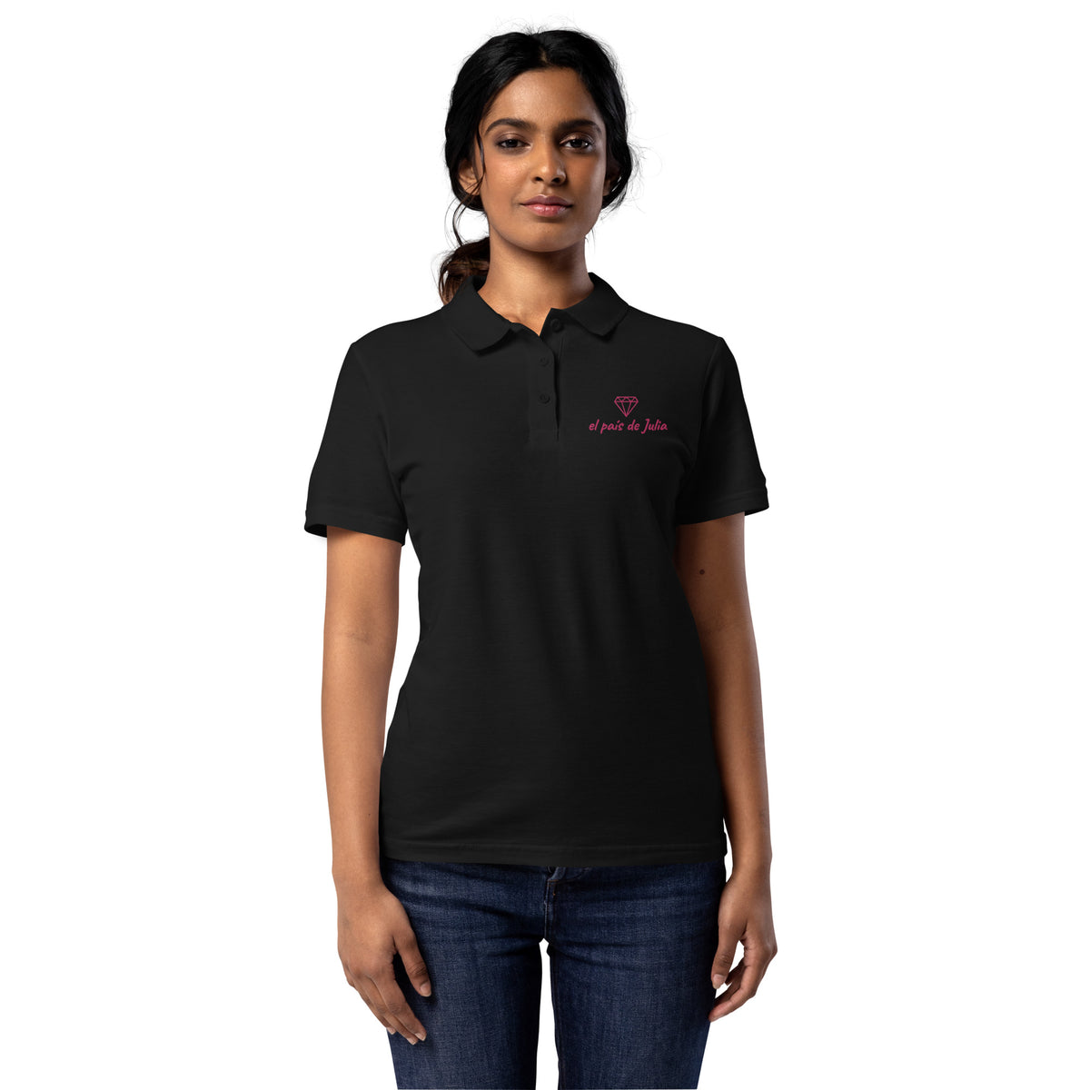 Polo de piqué para mujer caballo lila