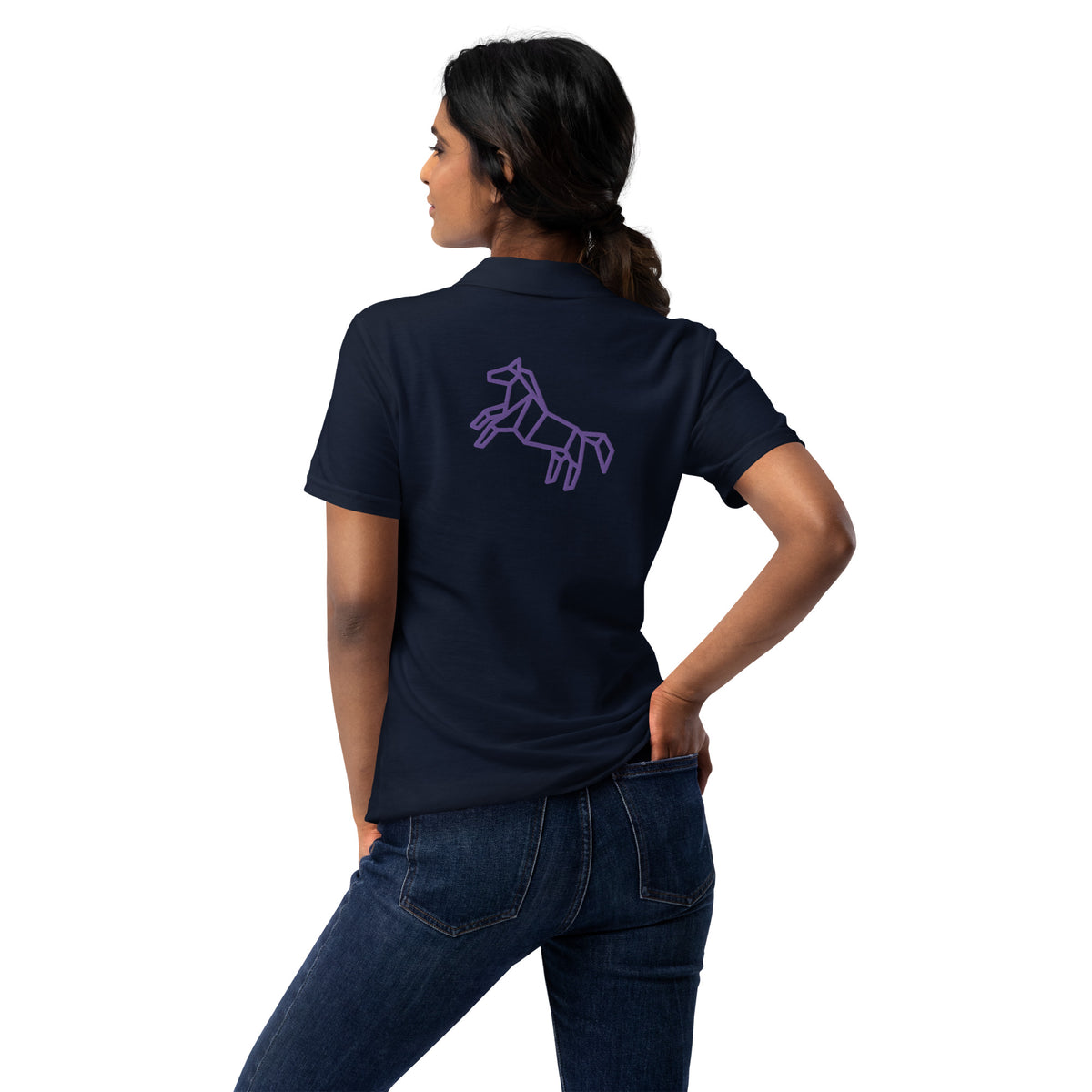 Polo de piqué para mujer caballo lila