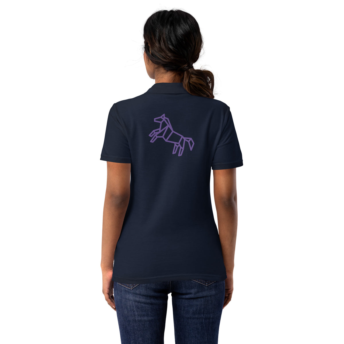 Polo de piqué para mujer caballo lila