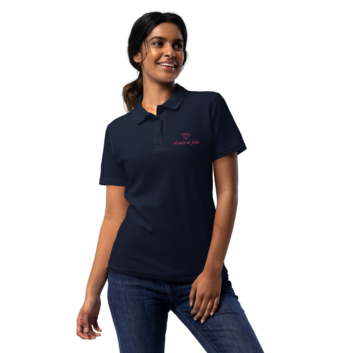 Polo de piqué para mujer caballo lila