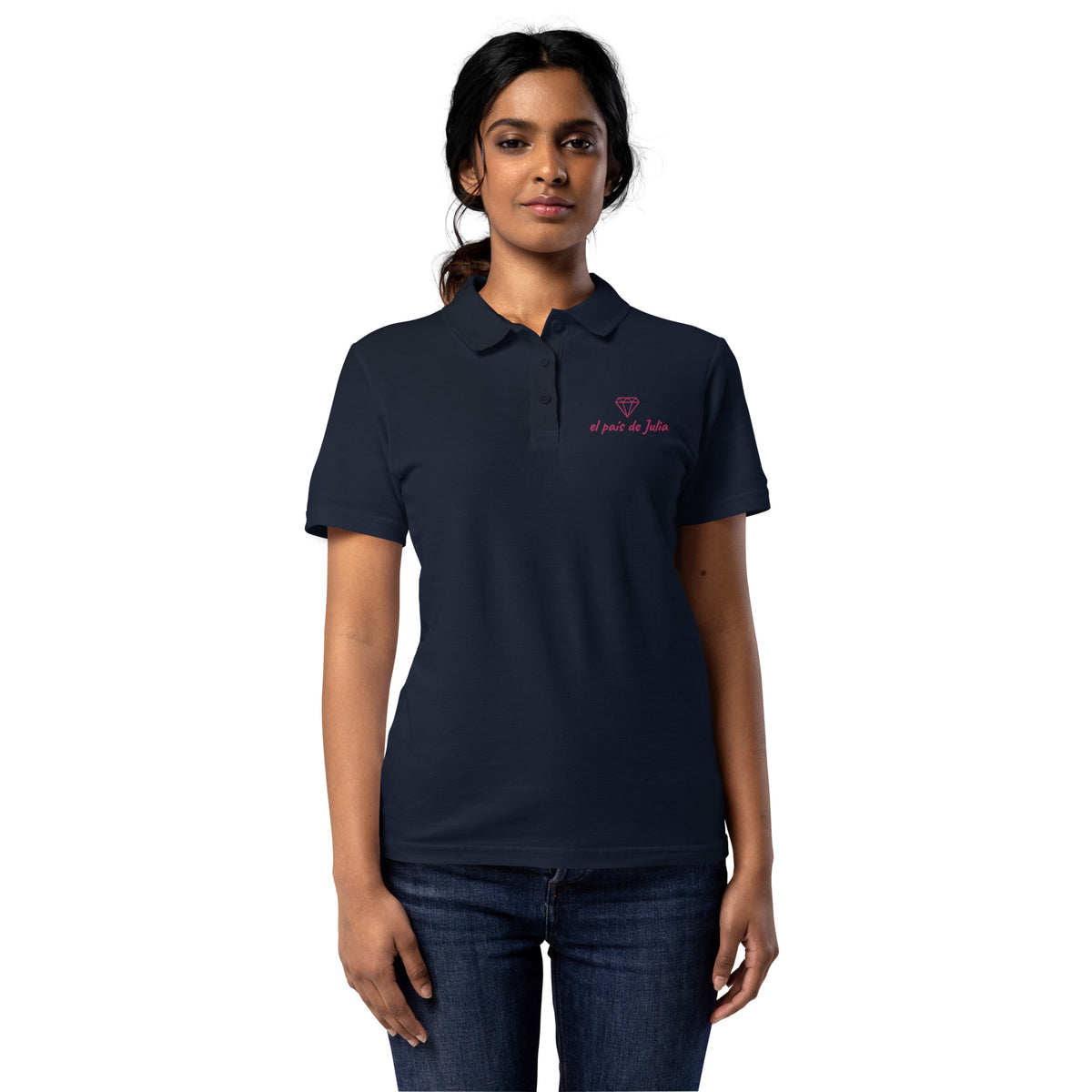 Polo de piqué para mujer caballo lila