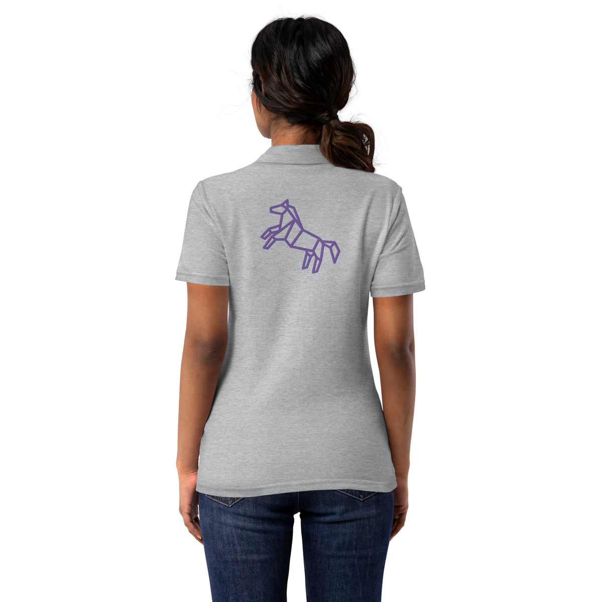 Polo de piqué para mujer caballo lila