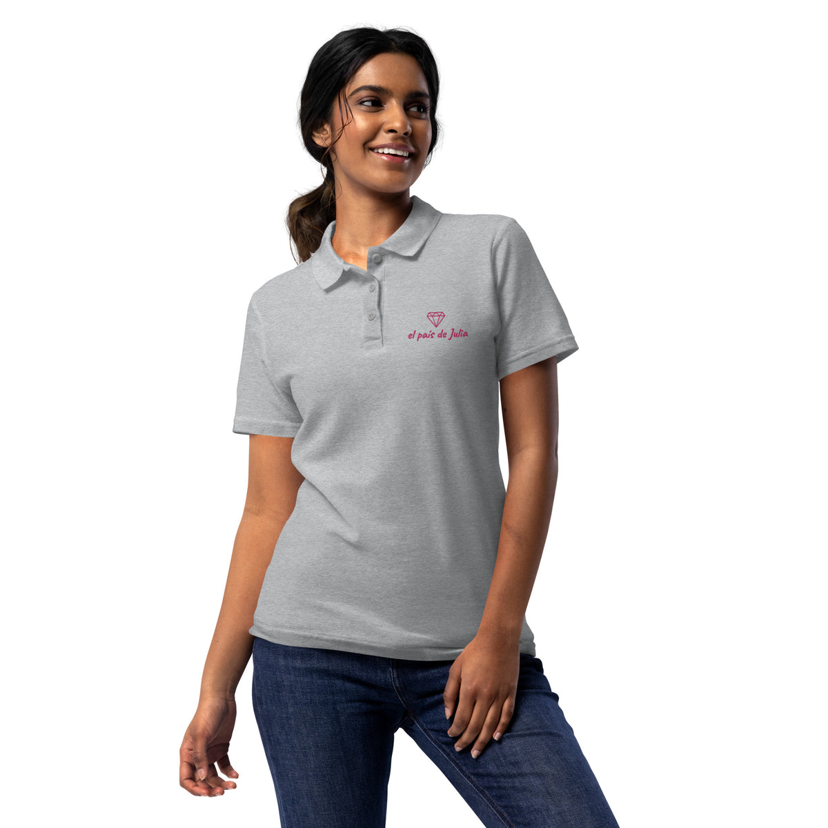 Polo de piqué para mujer caballo lila