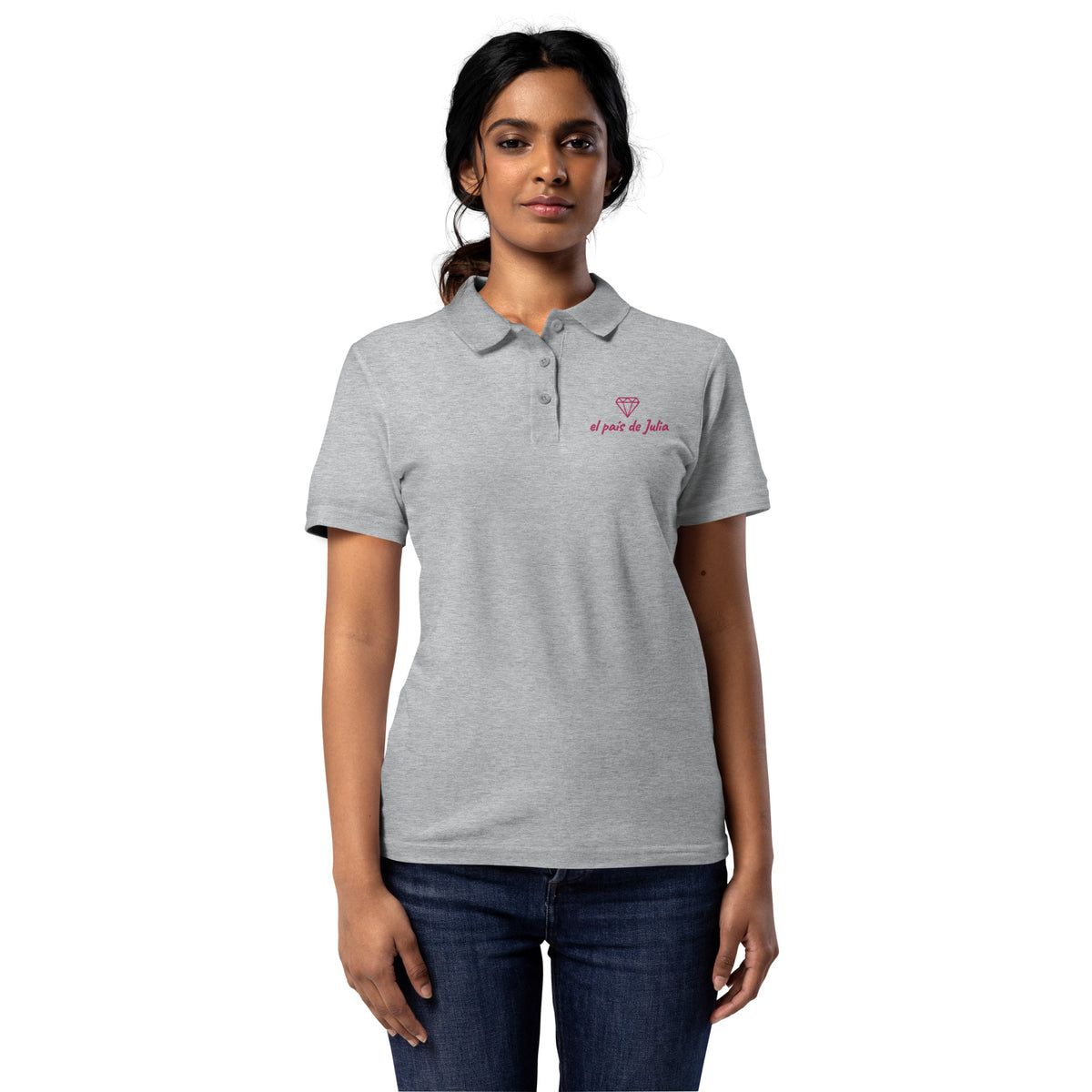 Polo de piqué para mujer caballo lila