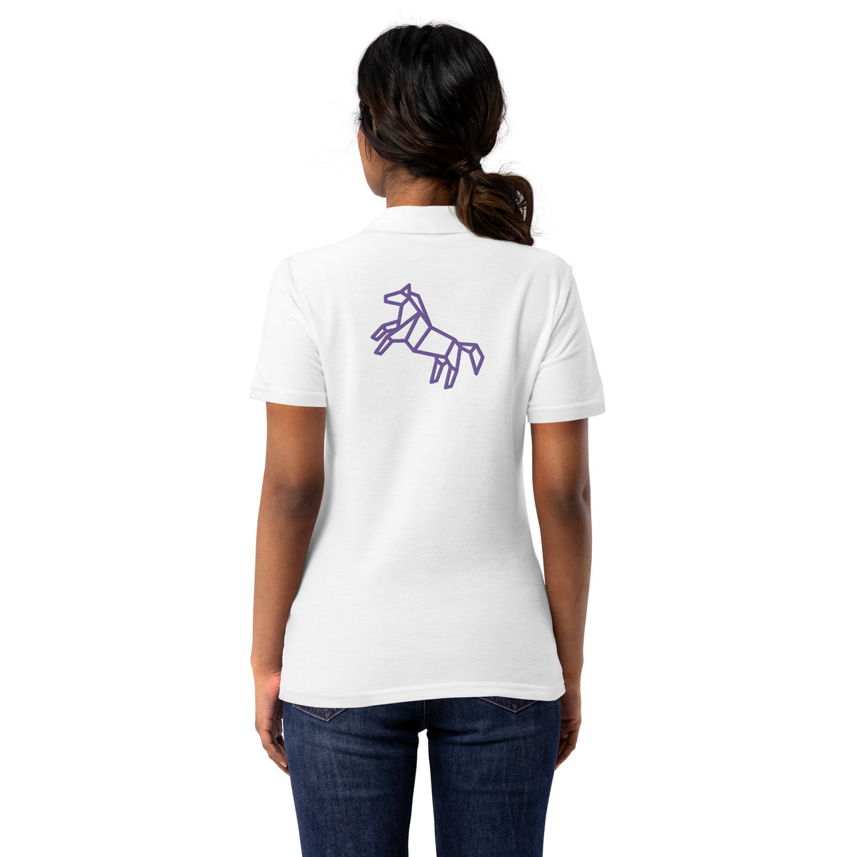 Polo de piqué para mujer caballo lila
