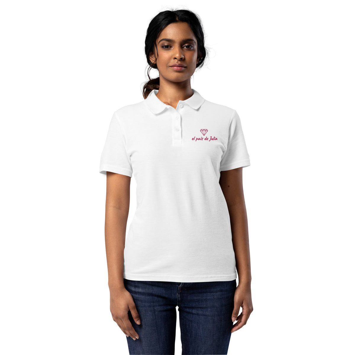 Polo de piqué para mujer caballo lila