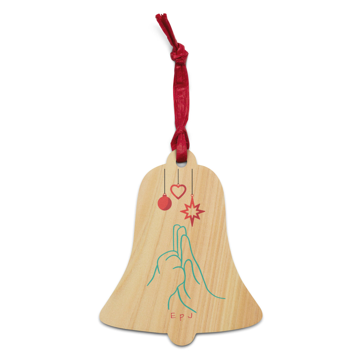 Adornos de madera manos unidas