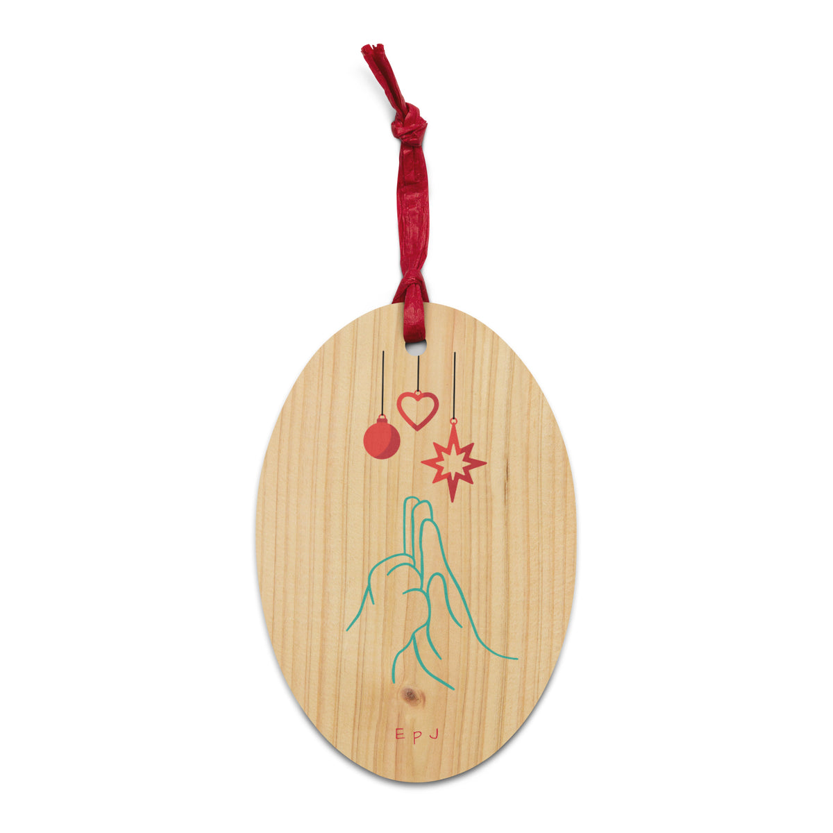 Adornos de madera manos unidas